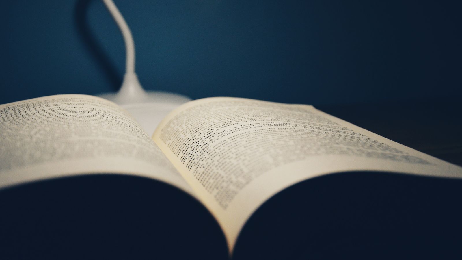 Aufgeschlagenes Buch auf einem Tisch